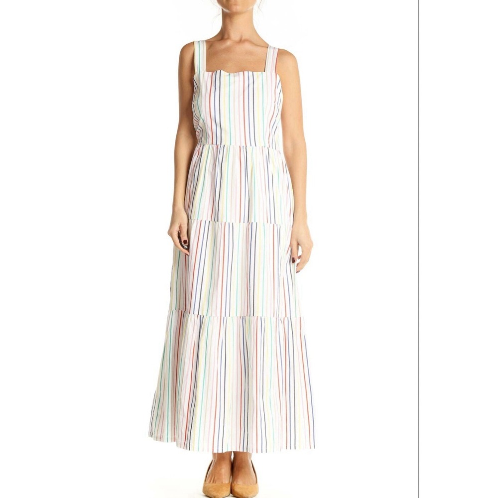 J. Crew Women's‎ Rainbow Striped Tiered Tank Maxi Dress Size 0